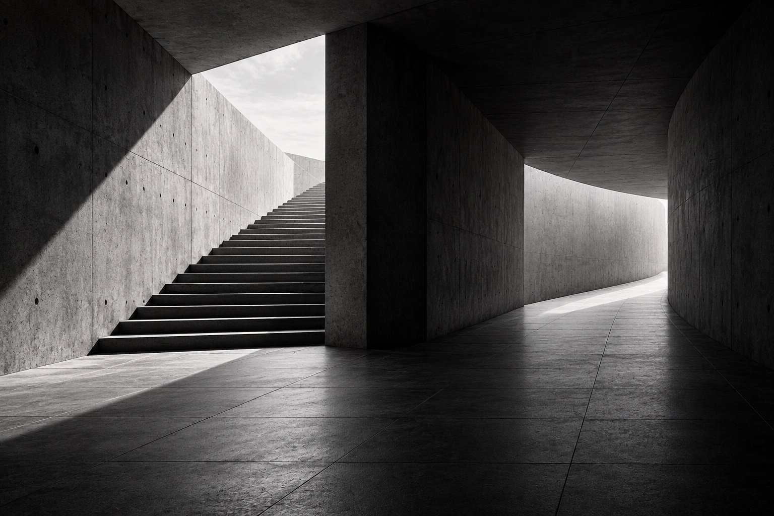 An architectural passage opening towards different directions